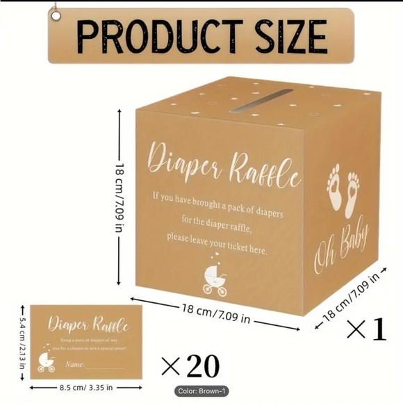 1pc Kraft Paper Footprint Shower Ballot Box Set Diaper Raffle Baby Shower - Picture 4 of 5